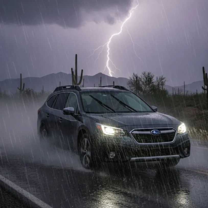 Flooded Tucson street during monsoon