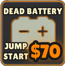 Dead battery jump start service, $70